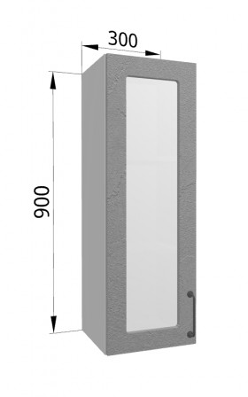 Лофт ВПС 300 шкаф верхний со стеклом высокий (Штукатурка серая/корпус Серый) в Тюкалинске - tyukalinsk.katalogmebeli.com | фото