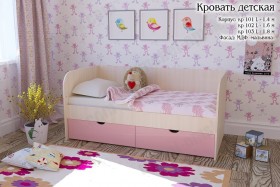 Мальвина Кровать детская 2 ящика 1.6 Розовыйй глянец в Тюкалинске - tyukalinsk.katalogmebeli.com | фото 1