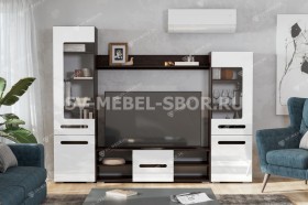 Мебель для гостиной МГС 6 (Исполнение 1/Венге/Белый глянец) в Тюкалинске - tyukalinsk.katalogmebeli.com | фото 1