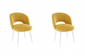 Набор стульев Моли 2 шт (жёлтый велюр/белый) в Тюкалинске - tyukalinsk.katalogmebeli.com | фото