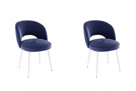 Набор стульев Моли 2 шт (синий велюр/белый) в Тюкалинске - tyukalinsk.katalogmebeli.com | фото