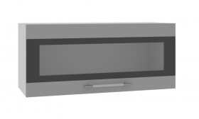 Норд ШВГС 800 Шкаф верхний горизонтальный со стеклом (Софт черный/корпус Венге) в Тюкалинске - tyukalinsk.katalogmebeli.com | фото