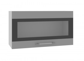 Ройс ВПГСФ 800 Шкаф верхний горизонтальный со стеклом с фотопечатью высокий (Белый софт/корпус Серый) в Тюкалинске - tyukalinsk.katalogmebeli.com | фото