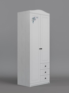 Шкаф 2-х створчатый с ящиками Бэлла (Выбеленное дерево/Белый) в Тюкалинске - tyukalinsk.katalogmebeli.com | фото