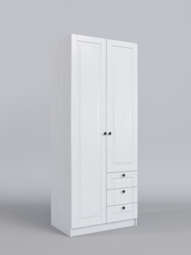 Шкаф 2-х створчатый с ящиками Классика (Белый/корпус Выбеленное дерево) в Тюкалинске - tyukalinsk.katalogmebeli.com | фото