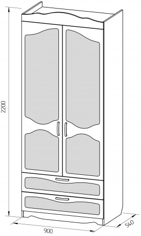 Шкаф 2-х створчатый с ящиками серии Иллюзия 32 Фиолетовый в Тюкалинске - tyukalinsk.katalogmebeli.com | фото 2