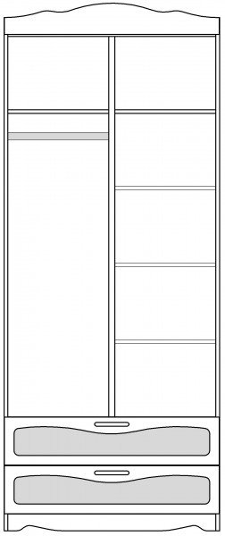 Шкаф 2-х створчатый с ящиками серии Иллюзия 99 Серый в Тюкалинске - tyukalinsk.katalogmebeli.com | фото 4