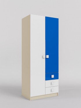 Шкаф 2-х створчатый с ящиками Скай люкс (Синий/Белый/корпус Клен) в Тюкалинске - tyukalinsk.katalogmebeli.com | фото 1
