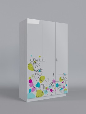 Шкаф 3-х створчатый с ящиками Флёр (Белый/корпус Выбеленное дерево) в Тюкалинске - tyukalinsk.katalogmebeli.com | фото