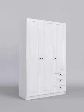 Шкаф 3-х створчатый с ящиками Классика (Белый/корпус Выбеленное дерево) в Тюкалинске - tyukalinsk.katalogmebeli.com | фото