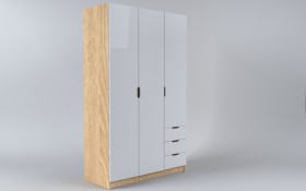 Шкаф 3-х створчатый с ящиками Лофт (Белый/корпус Дуб Сонома) в Тюкалинске - tyukalinsk.katalogmebeli.com | фото
