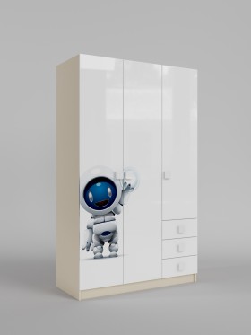Шкаф 3-х створчатый с ящиками Санни (Белый/корпус Клен) в Тюкалинске - tyukalinsk.katalogmebeli.com | фото
