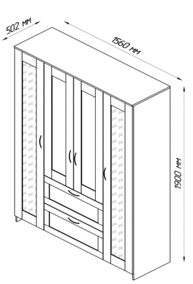 Шкаф четырехдверный Сириус с 1 зеркалом и 2 ящиками белый в Тюкалинске - tyukalinsk.katalogmebeli.com | фото 2