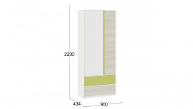 Шкаф для одежды комбинированный «Сканди» Дуб Гарден/Белый/Зеленый в Тюкалинске - tyukalinsk.katalogmebeli.com | фото 5