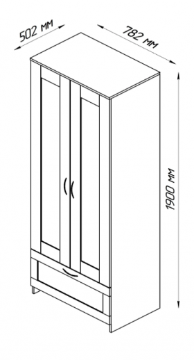 Шкаф двухдверный Сириус с 1 ящиком белый в Тюкалинске - tyukalinsk.katalogmebeli.com | фото 2