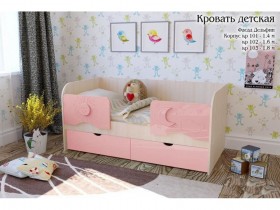 Соня Кровать детская 2 ящика 1.6 Розовый глянец в Тюкалинске - tyukalinsk.katalogmebeli.com | фото