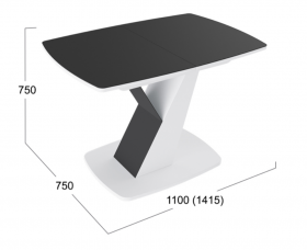 Стол обеденный «Гарда» Тип 1 (Белый/Стекло матовое черный графит) в Тюкалинске - tyukalinsk.katalogmebeli.com | фото 3