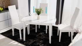 Стол обеденный «Портофино» (Белый глянец/Стекло белое) в Тюкалинске - tyukalinsk.katalogmebeli.com | фото 2