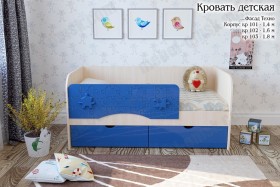 Техно Кровать детская 2 ящика 1.6 Синий глянец в Тюкалинске - tyukalinsk.katalogmebeli.com | фото